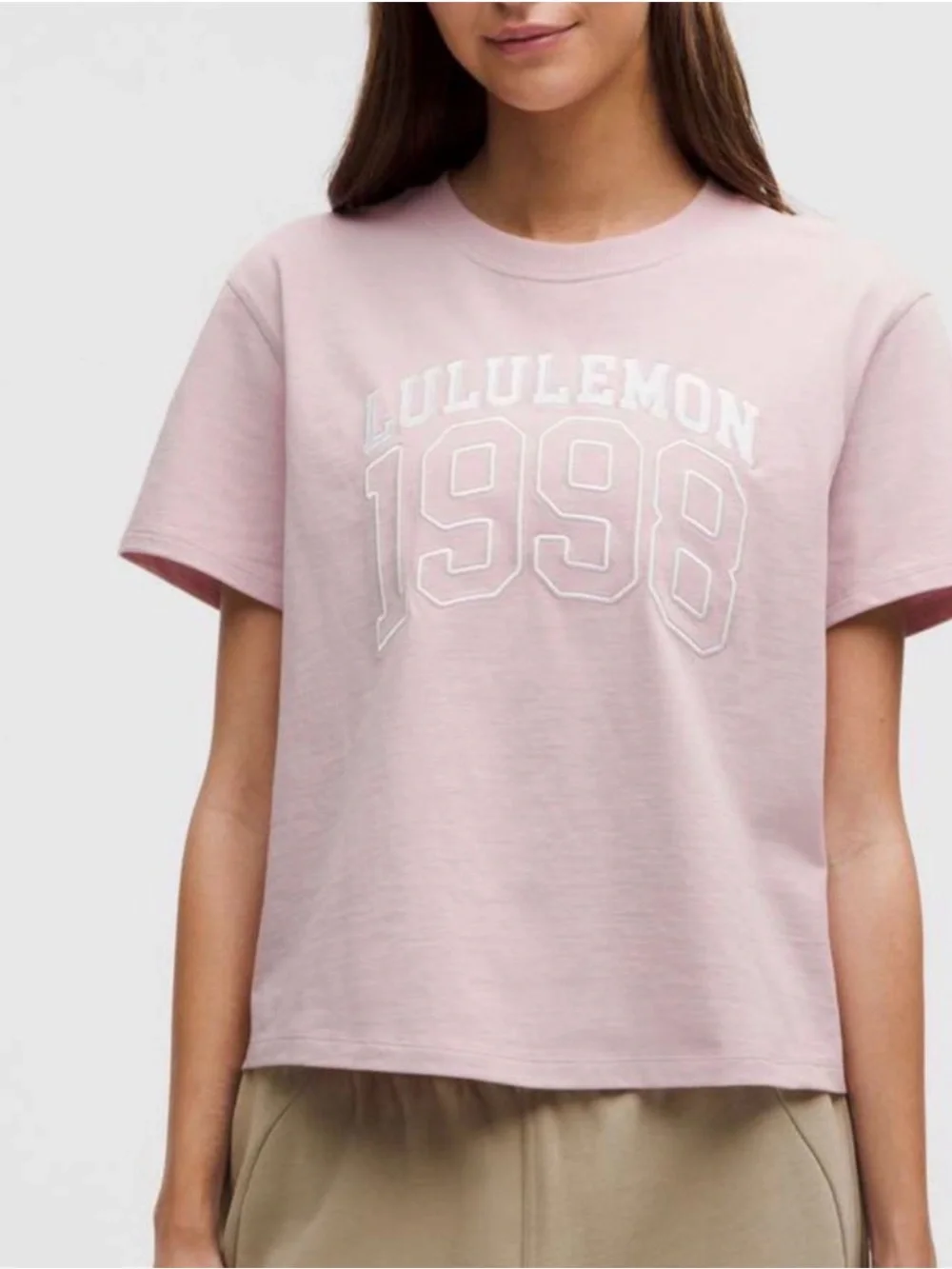 Lululemon Relaxed-Fit Cotton Jersey T-Shirt Graphic Pink Haze Size 8 NWOT